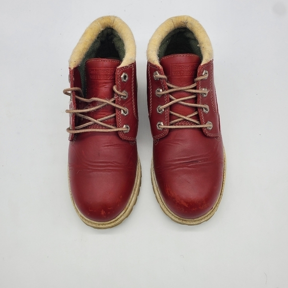 VINTAGE TIMBERLAND NELLIE WATERPROOF BOOTS CITY RED JUNIORS SIZE 5 M SHOES - Picture 2 of 12